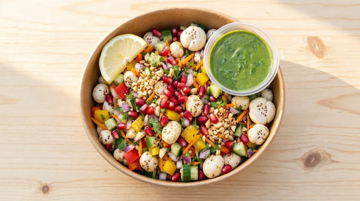 Makhana Salad with Basil Dressing