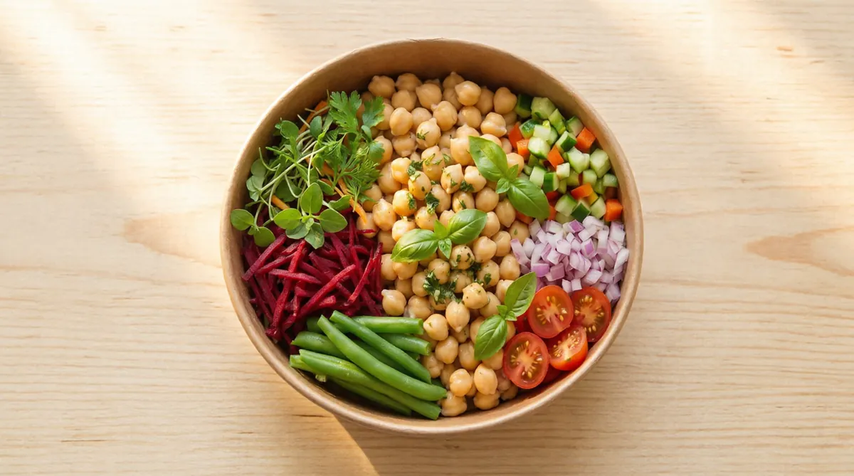 Chole Chat Salad with Basil Dressing